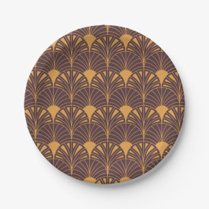 Art Deco pattern with fan-shaped motifs Paper Plates