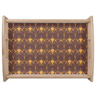 Art Deco pattern with fan-shaped motifs Serving Tray