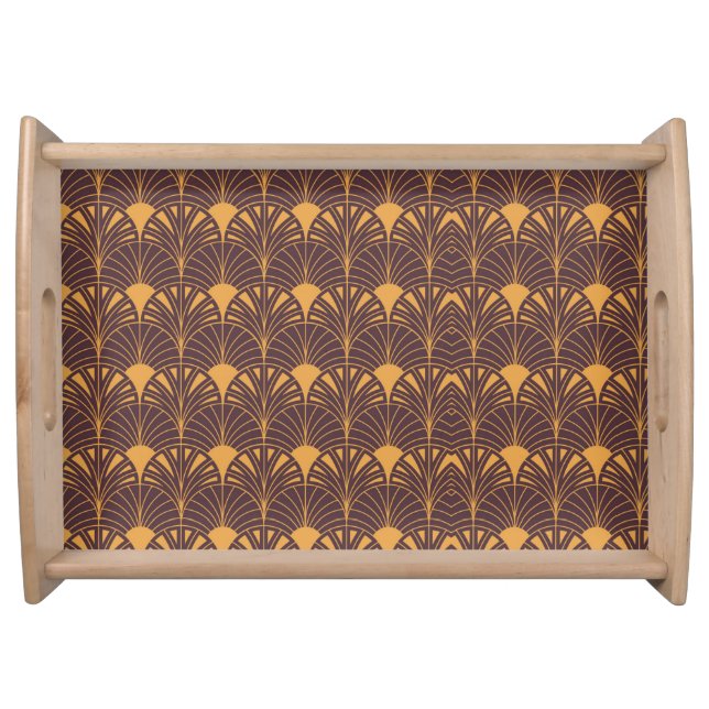 Art Deco pattern with fan-shaped motifs  Serving Tray (Front)