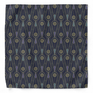 Art Deco pattern with geometric shapes in gold Bandana