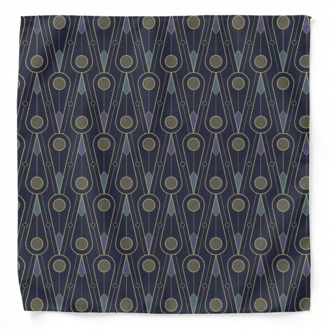 Art Deco pattern with geometric shapes in gold Bandana (Front)