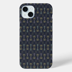 Art Deco pattern with geometric shapes in gold iPhone 15 Plus Case