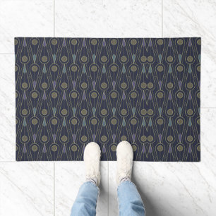 Art Deco pattern with geometric shapes in gold Doormat