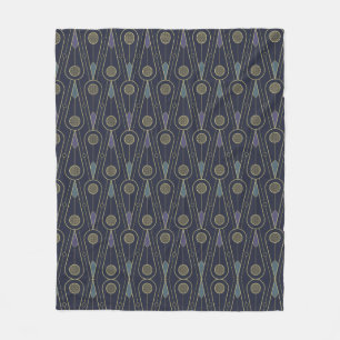 Art Deco pattern with geometric shapes in gold Fleece Blanket
