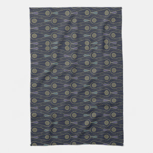 Art Deco pattern with geometric shapes in gold Kitchen Towel
