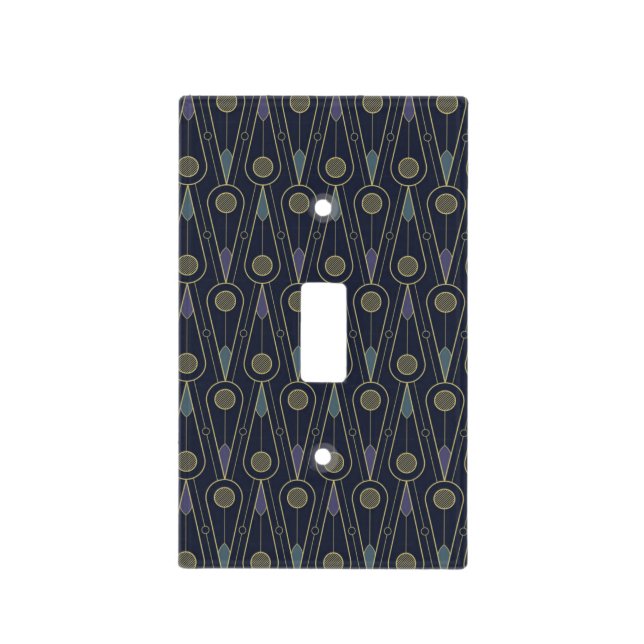 Art Deco pattern with geometric shapes in gold Light Switch Cover (Front)