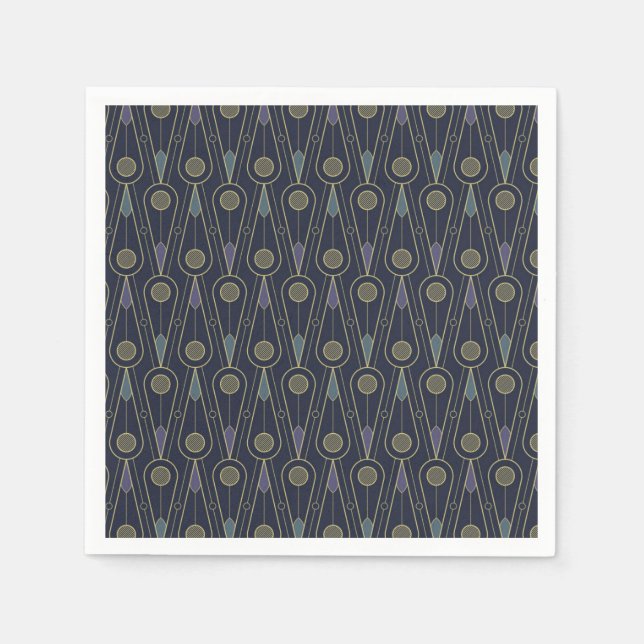 Art Deco pattern with geometric shapes in gold Napkins (Front)
