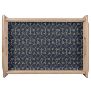 Art Deco pattern with geometric shapes in gold Serving Tray