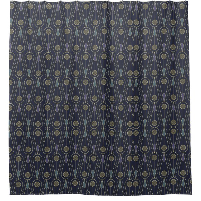 Art Deco pattern with geometric shapes in gold Shower Curtain (Front)