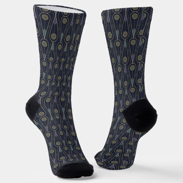 Art Deco pattern with geometric shapes in gold Socks (Angled)
