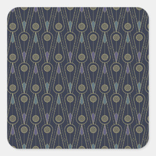 Art Deco pattern with geometric shapes in gold Square Sticker