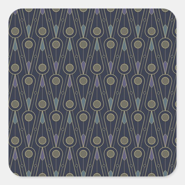 Art Deco pattern with geometric shapes in gold Square Sticker (Front)