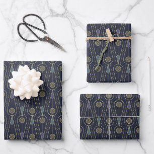 Art Deco pattern with geometric shapes in gold Wrapping Paper Sheets