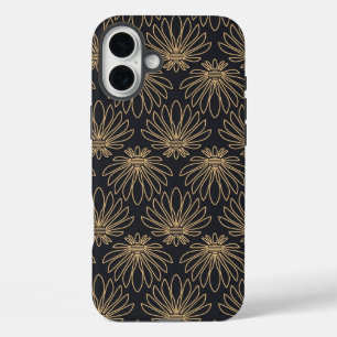 Art Deco pattern with gold floral motifs iPhone 16 Plus Case
