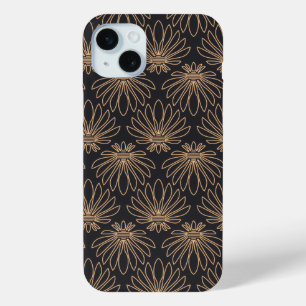 Art Deco pattern with gold floral motifs iPhone 15 Plus Case