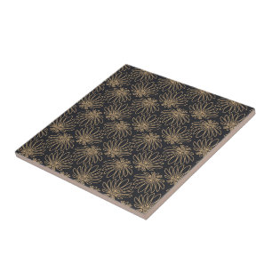 Art Deco pattern with gold floral motifs  Ceramic Tile