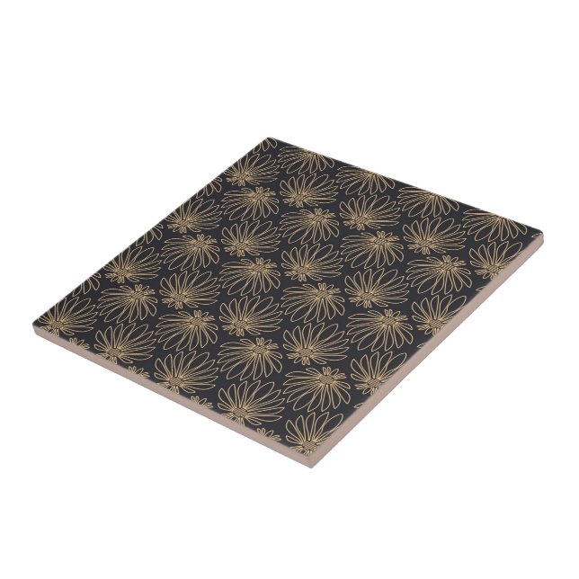 Art Deco pattern with gold floral motifs  Ceramic Tile (Side)