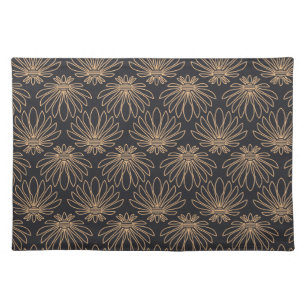 Art Deco pattern with gold floral motifs Cloth Placemat
