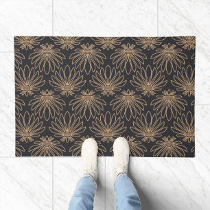 Art Deco pattern with gold floral motifs Doormat