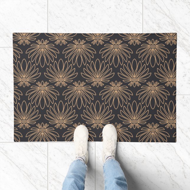 Art Deco pattern with gold floral motifs  Doormat (Indoor)