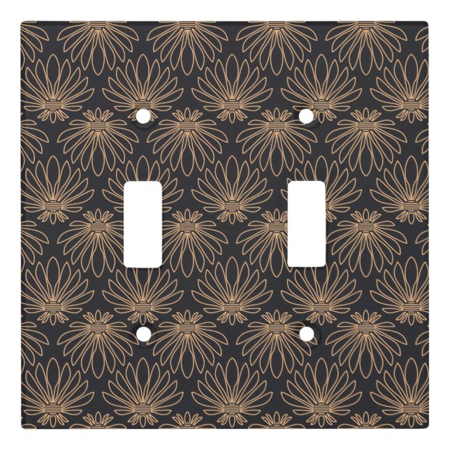 Art Deco pattern with gold floral motifs  Light Switch Cover (Front)
