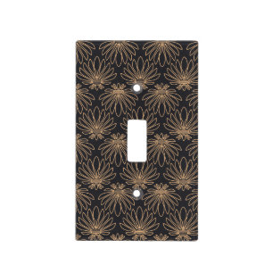 Art Deco pattern with gold floral motifs  Light Switch Cover