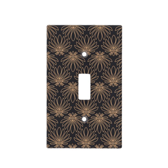 Art Deco pattern with gold floral motifs  Light Switch Cover (Front)