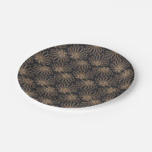 Art Deco pattern with gold floral motifs Paper Plates