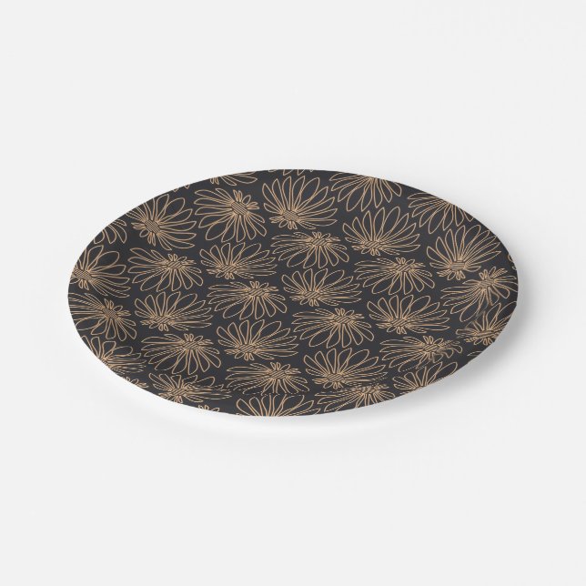 Art Deco pattern with gold floral motifs  Paper Plates (Angled)