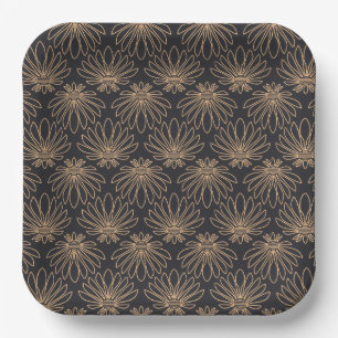 Art Deco pattern with gold floral motifs  Paper Plates