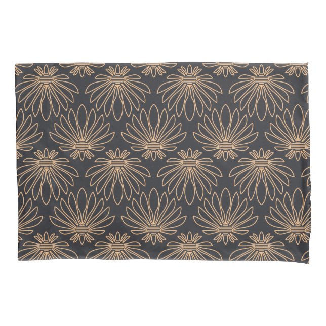 Art Deco pattern with gold floral motifs  Pillow Case (Front-Left)