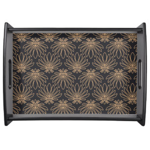 Art Deco pattern with gold floral motifs  Serving Tray