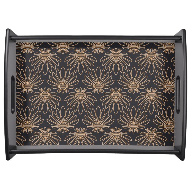 Art Deco pattern with gold floral motifs  Serving Tray (Front)