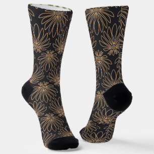 Art Deco pattern with gold floral motifs Socks