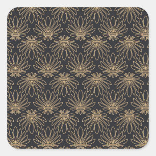 Art Deco pattern with gold floral motifs Square Sticker