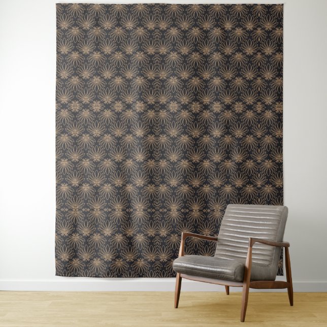Art Deco pattern with gold floral motifs  Tapestry (In Situ)