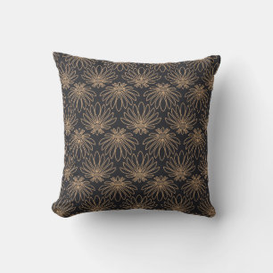 Art Deco pattern with gold floral motifs  Throw Pillow