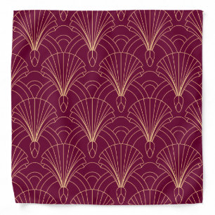 Art Deco pattern with gold geometric fan motifs  Bandana