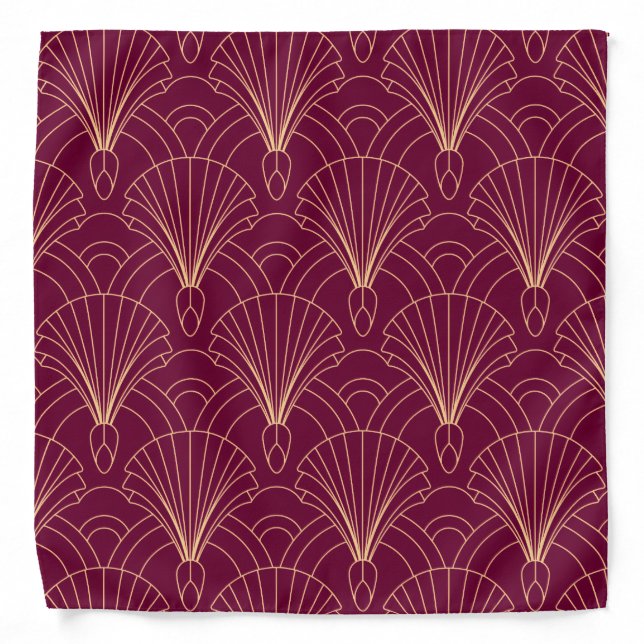 Art Deco pattern with gold geometric fan motifs  Bandana (Front)