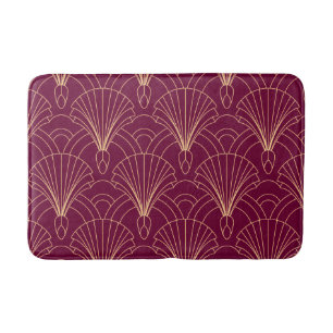 Art Deco pattern with gold geometric fan motifs  Bath Mat