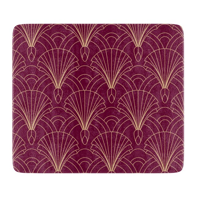 Art Deco pattern with gold geometric fan motifs  Cutting Board (Front)