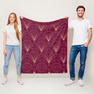 Art Deco pattern with gold geometric fan motifs  Fleece Blanket