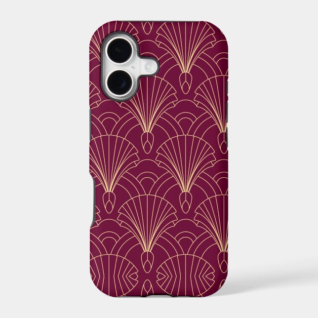 Art Deco pattern with gold geometric fan motifs  iPhone Case (Back)