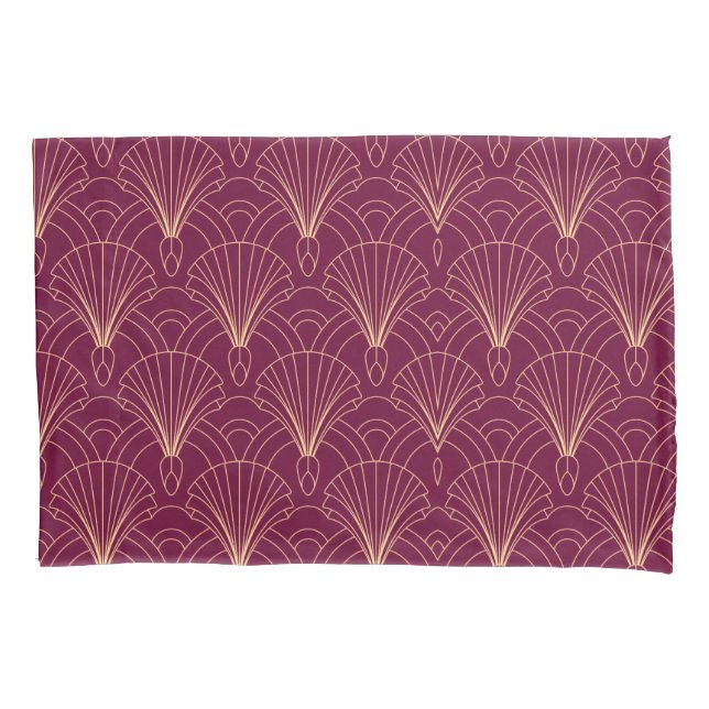 Art Deco pattern with gold geometric fan motifs  Pillow Case (Front-Left)
