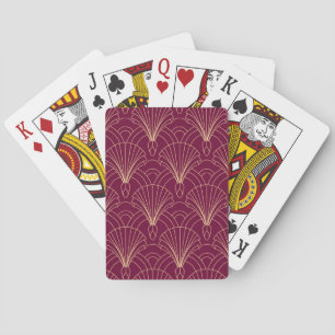 Art Deco pattern with gold geometric fan motifs  Poker Cards