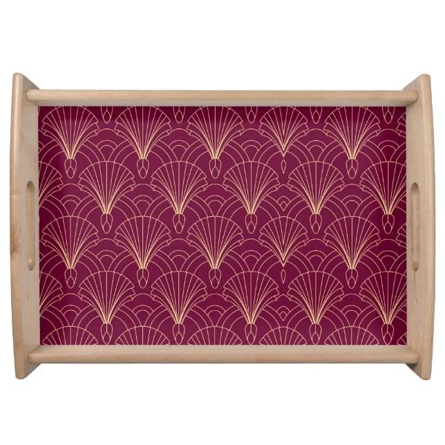 Art Deco pattern with gold geometric fan motifs  Serving Tray (Front)