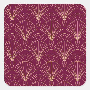Art Deco pattern with gold geometric fan motifs Square Sticker