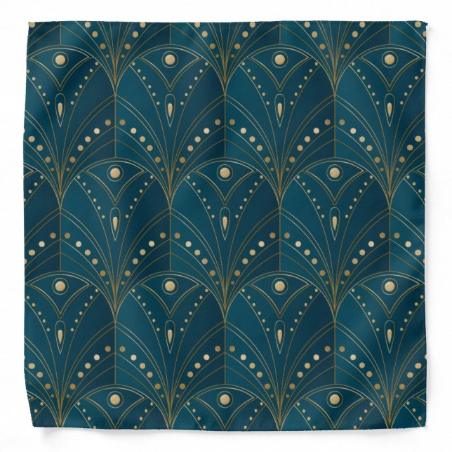Art Deco pattern with gold geometric shapes Bandana (Front)