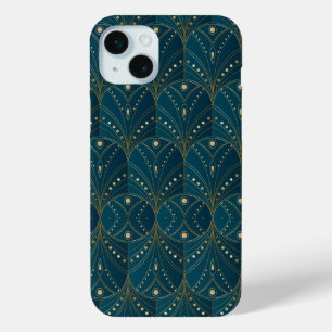 Art Deco pattern with gold geometric shapes iPhone 15 Plus Case