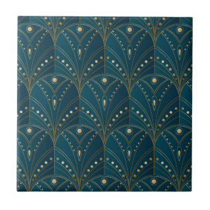 Art Deco pattern with gold geometric shapes Ceramic Tile